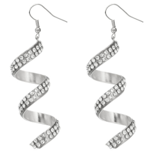 Silver Spiral Twist Gemstone Earrings