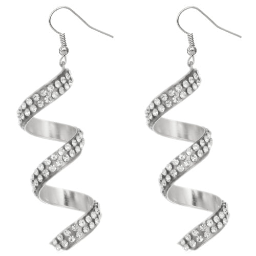 Silver Spiral Twist Gemstone Earrings