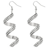 Silver Spiral Twist Gemstone Earrings