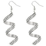 Silver Spiral Twist Gemstone Earrings