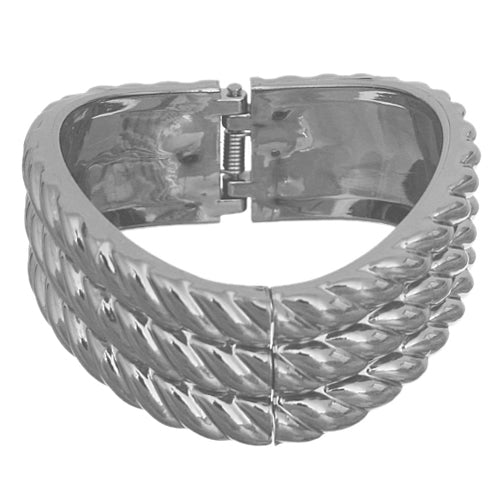 Silver Wavy Hinged Bracelet