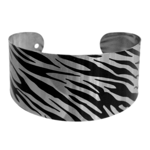 Silver Zebra Print Metal Cuff Bracelet