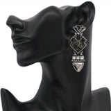 Silver Cheetah Print Geometric Earrings