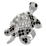 Silver Turtle Crawling Adjustable Ring