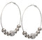 Silver Beaded Rhinestone Fireball Hoop Earrings