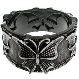 Silver Black Butterfly Brushed Hinged Bracelet