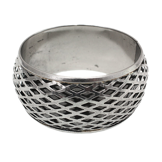 Silver Cutout Caged Bangle Bracelet