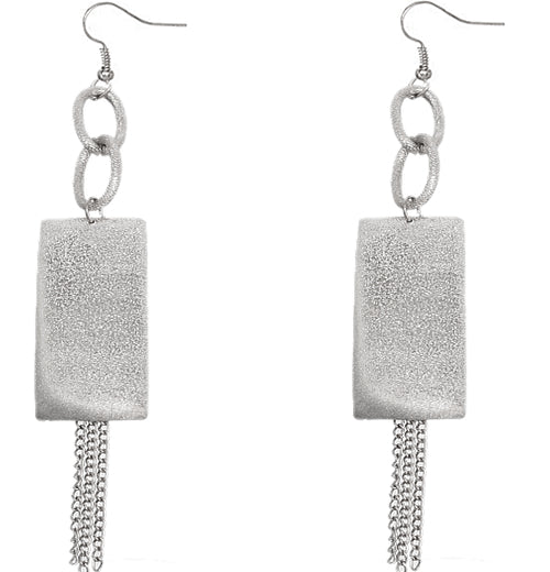Silver Frost Chain Link Dangle Earrings