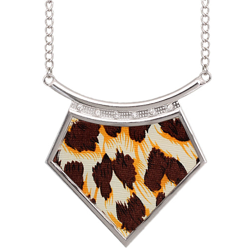 Silver Cheetah Print Geometric Chain Necklace