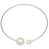 Silver Coil Faux Pearl Collar Choker Necklace