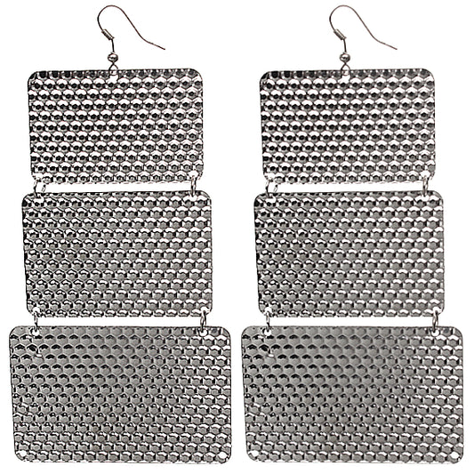 Silver Hammered Lightweight Dangle Link Earrings