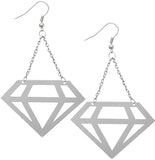 Silver Cutout Diamond Shape Chain Earrings