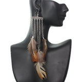 Silver Chain Feather Earrings