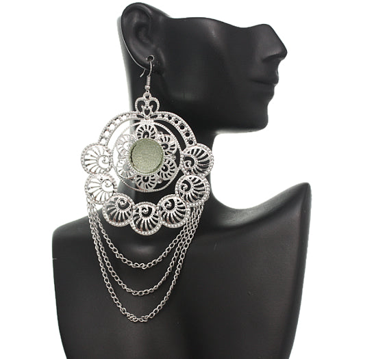 Silver long Chain Earrings