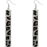 Silver Glitter Cheetah Earrings