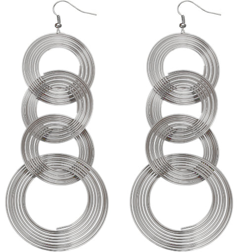 Silver Spiral Circular Hoops Earrings