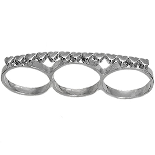 Silver Triple Love Heart Midi Knuckle Ring