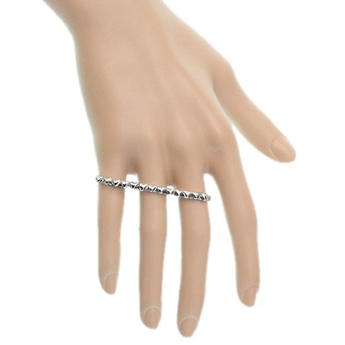 Silver Triple Love Heart Midi Knuckle Ring