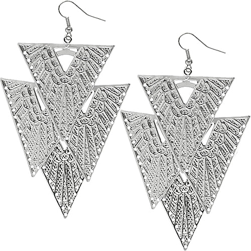 Silver Inverted Upside Down Hammered Earrings