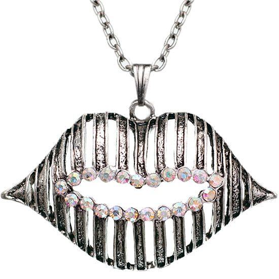 Colorful Iridescent Charm Lips Chain Necklace