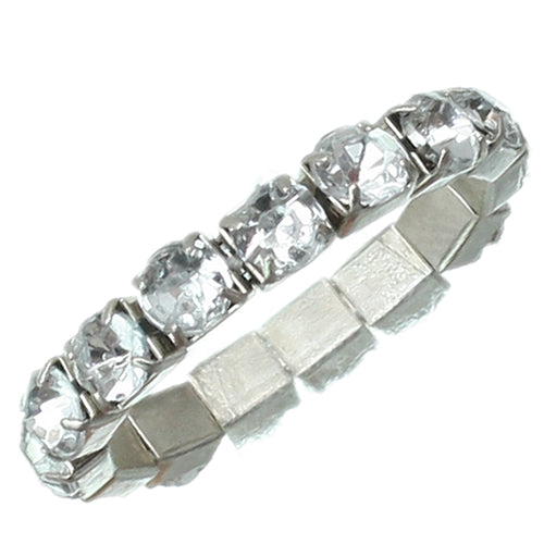 Silver Clear Rhinestone Stretch Mini Ring