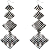 Black Clear Flat Rhinestone Extra Long Earrings