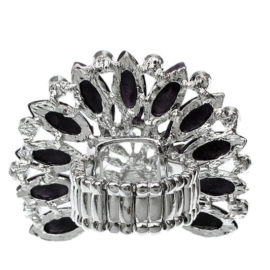 Pink Rhinestone Peacock Stretch Ring