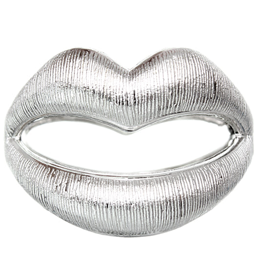 Silver Sexy Large Lips Hinged Bracelet