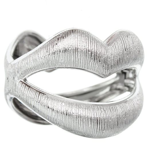 Silver Sexy Large Lips Hinged Bracelet