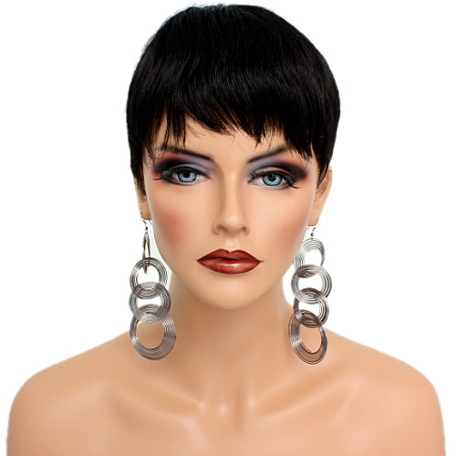 Hematite Spiral Circular Hoops Earrings