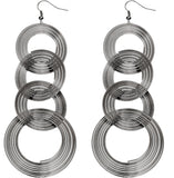 Hematite Spiral Circular Hoops Earrings