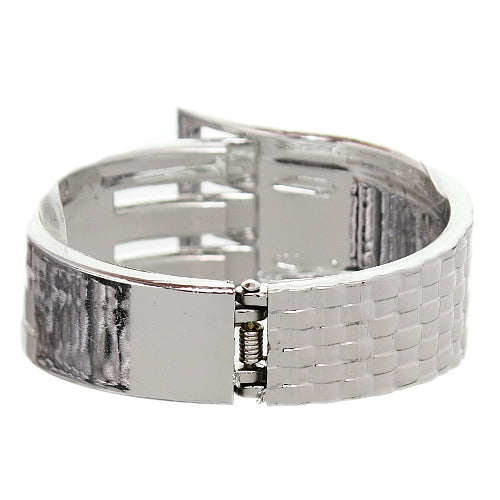 Silver Belt Buckle Hinged Bracelet