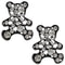Silver Rhinestone Bow Tie Teddy Bear Earrings