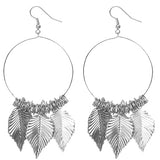 Silver Leaf Hoop Earrings