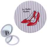 Red High Heel Striped Compact Makeup Mirror