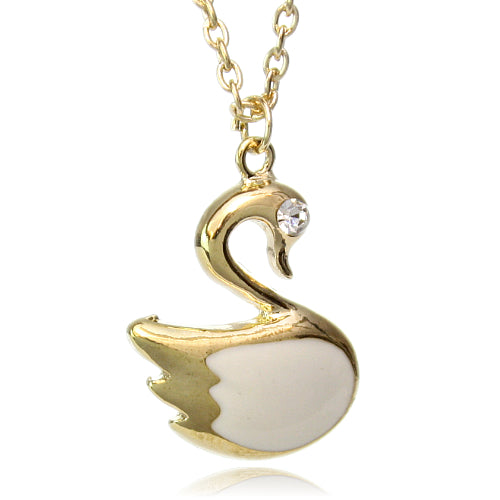 White Swan Pendant Chain Necklace