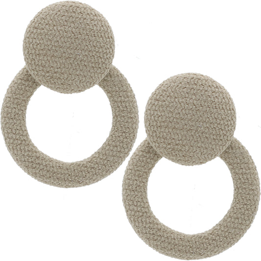 Sage Green Round Button Hoop Earrings