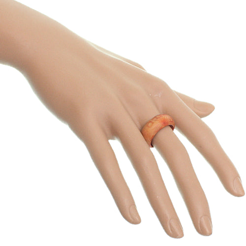Tan Brown Burst of Flame Wooden Bohemian Ring