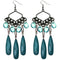 Teal Beaded Dangle Chandelier Earrings