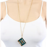 Teal Cassette Tape Charm Necklace