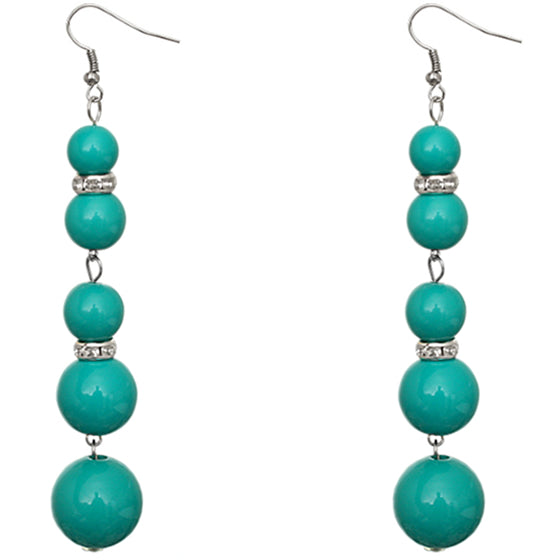 Teal Gradual Beaded Dangle Earrings
