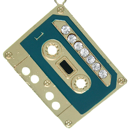 Teal Cassette Tape Charm Necklace