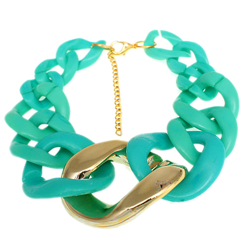 Teal Graduated Adjustable Chain Link Bracelet