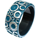 Blue Silver Foil Bubble Bangle Bracelet