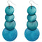 Teal Blue Wooden Round Disc Cascade Earrings