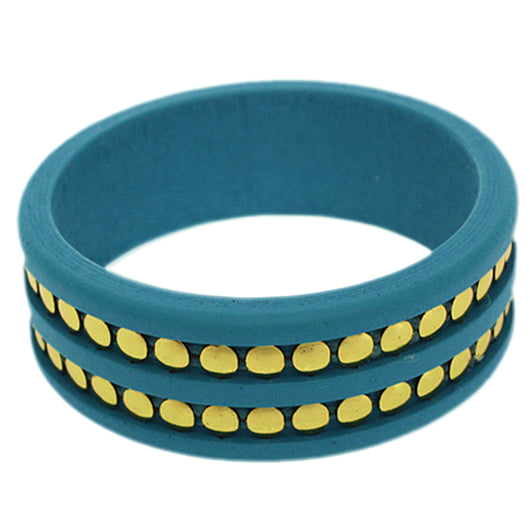 Light Blue Wooden Stud Bangle Bracelet