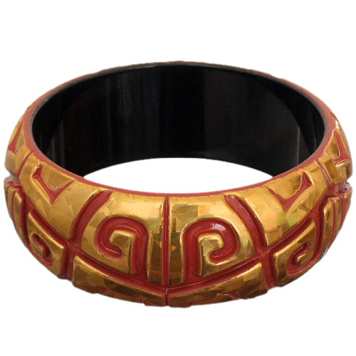 Terracotta Gold Iridescent Swirl Bangle Bracelet