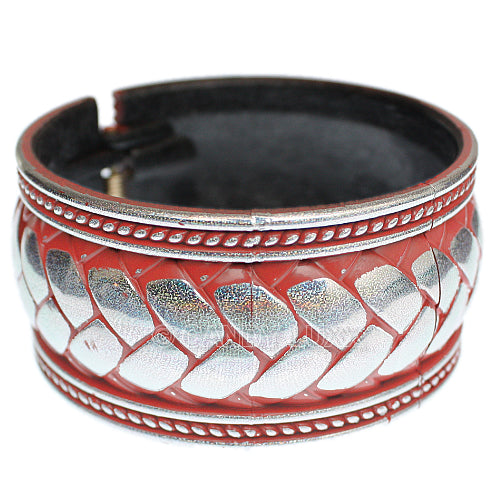 Terracotta Silver Glitter Iridescent Hinged Bracelet