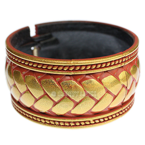 Terracotta Gold Glitter Iridescent Hinged Bracelet