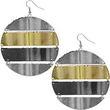 Tri-color Hammered Connect Metal Earrings